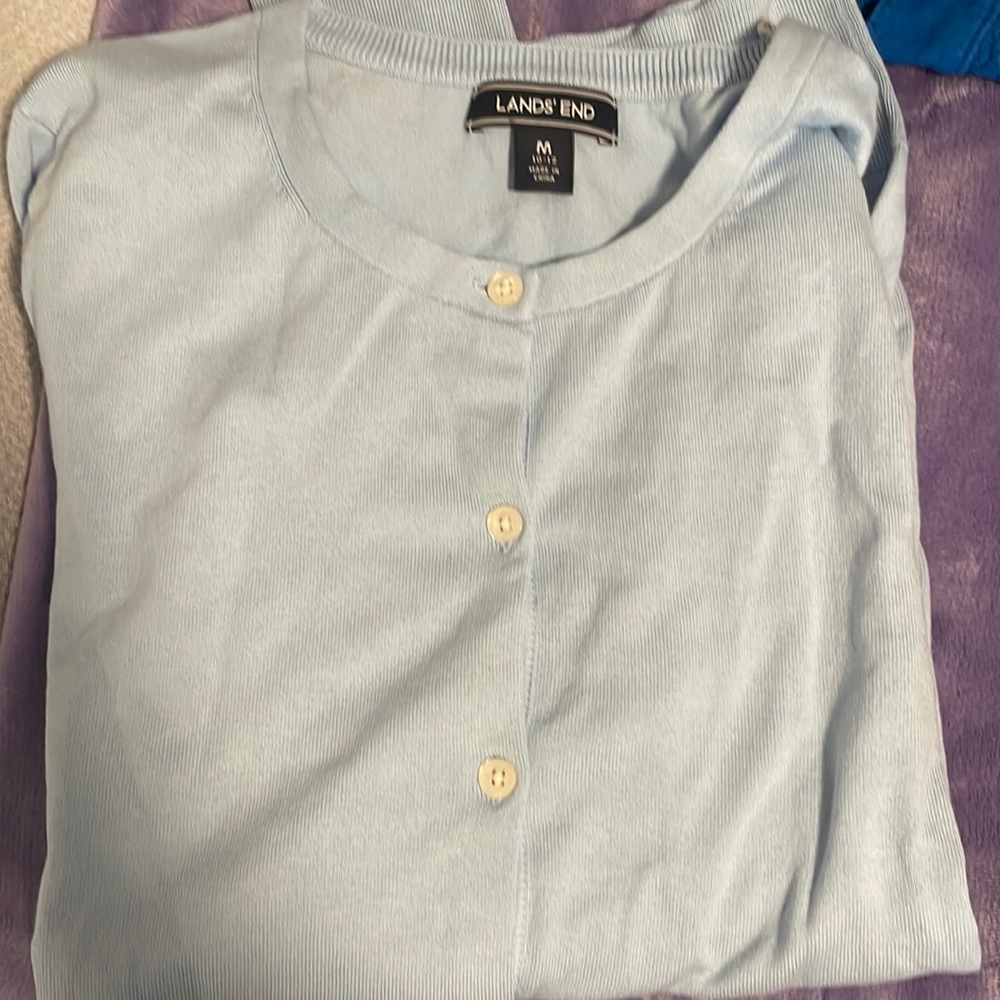 Lands end cardigan light blue